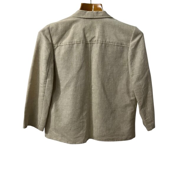 Vintage Liz Claiborne Tan Linen Cotton Open Front Blazer Jacket Size 14 - Picture 2 of 9